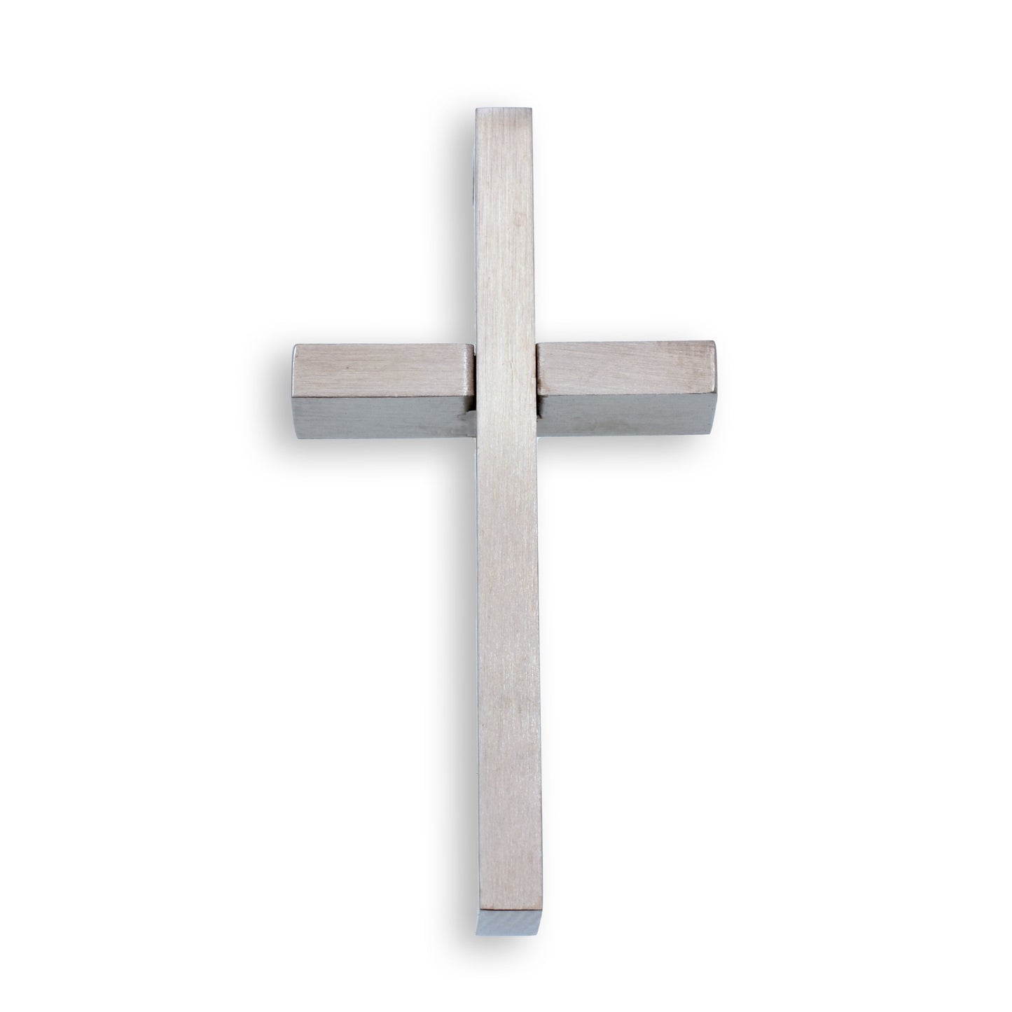 Rhodium Plated Stainless Steel Matte Cross Pendant- SSP00092