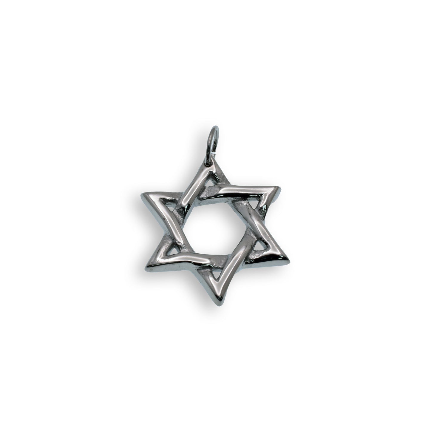 Rhodium Plated Stainless Steel Star of David Pendant - SSP00501