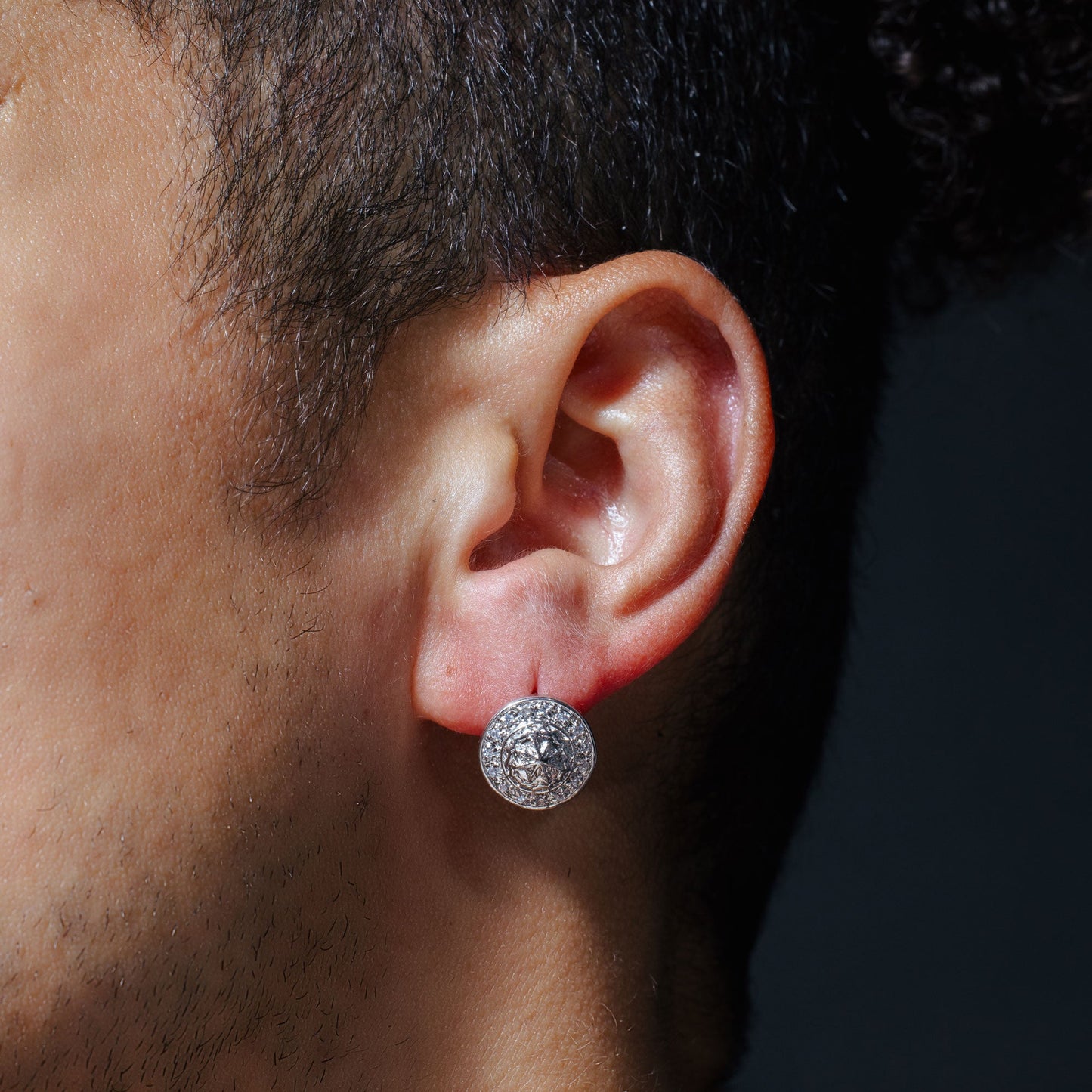 Clearance-Rhodium Plated 925 Sterling Silver Round Clear CZ Stud Earring - STEM038