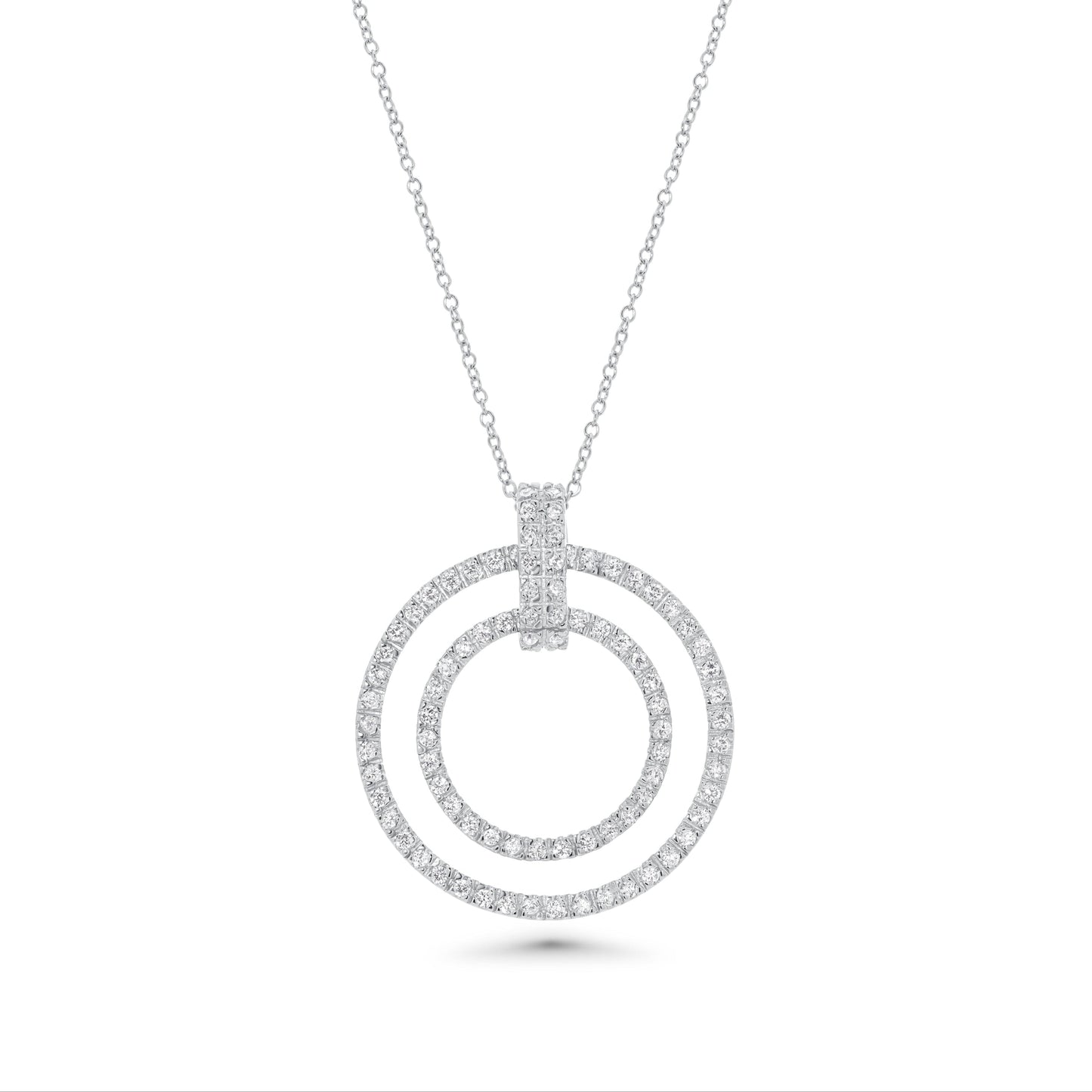 Clearance-Rhodium Plated 925 Sterling Silver Graduating CZ Circle Pendant - STP00920