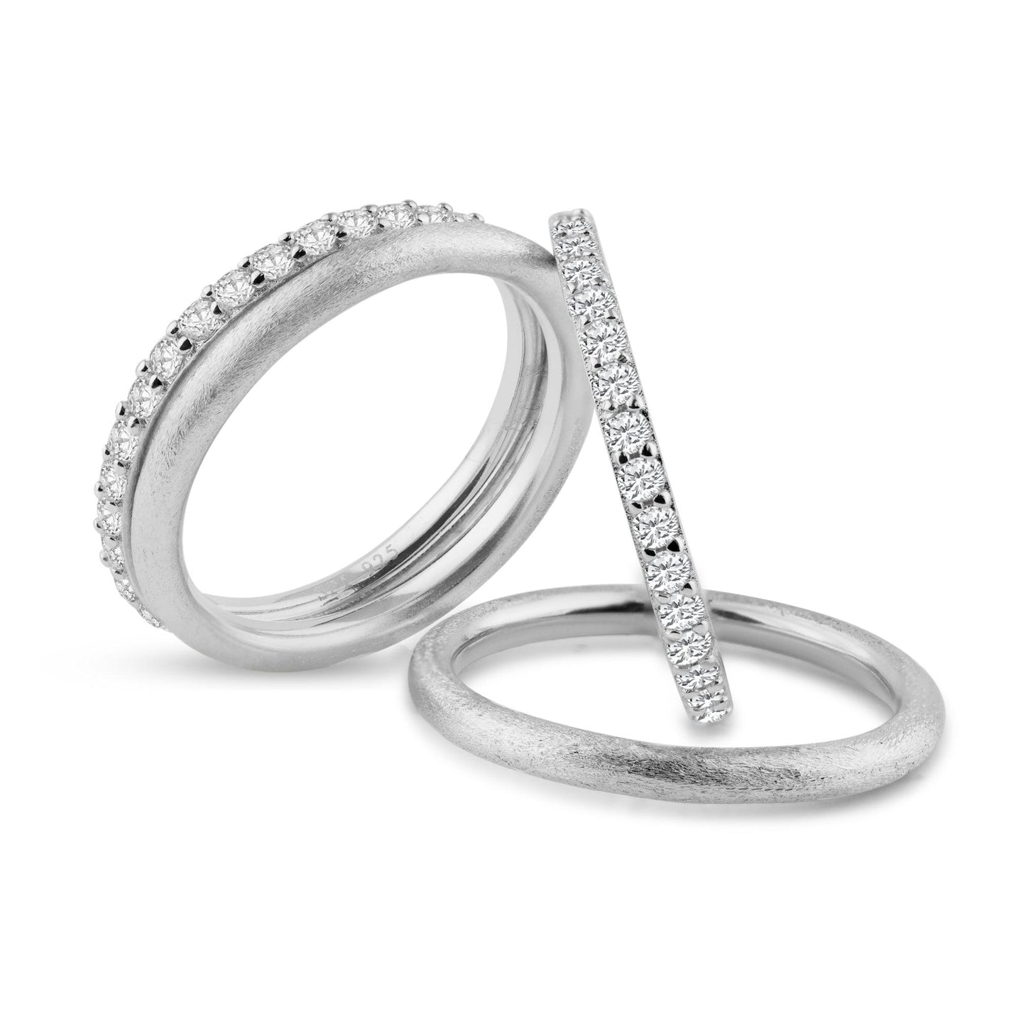 Silver 925 Rhodium Plated CZ Ring Set - STR00517 | Silver Palace Inc.