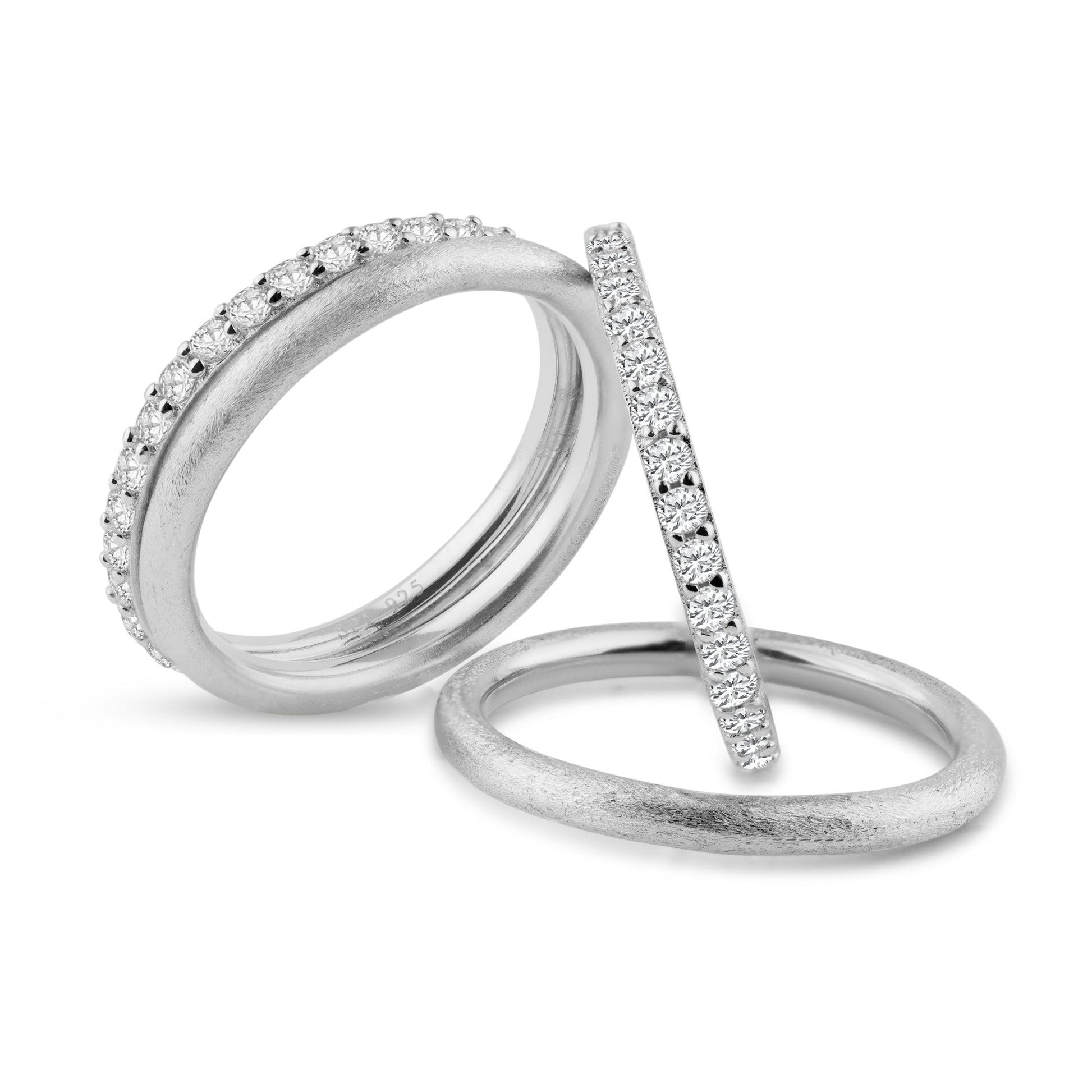Silver 925 Rhodium Plated CZ Ring Set - STR00517 | Silver Palace Inc.