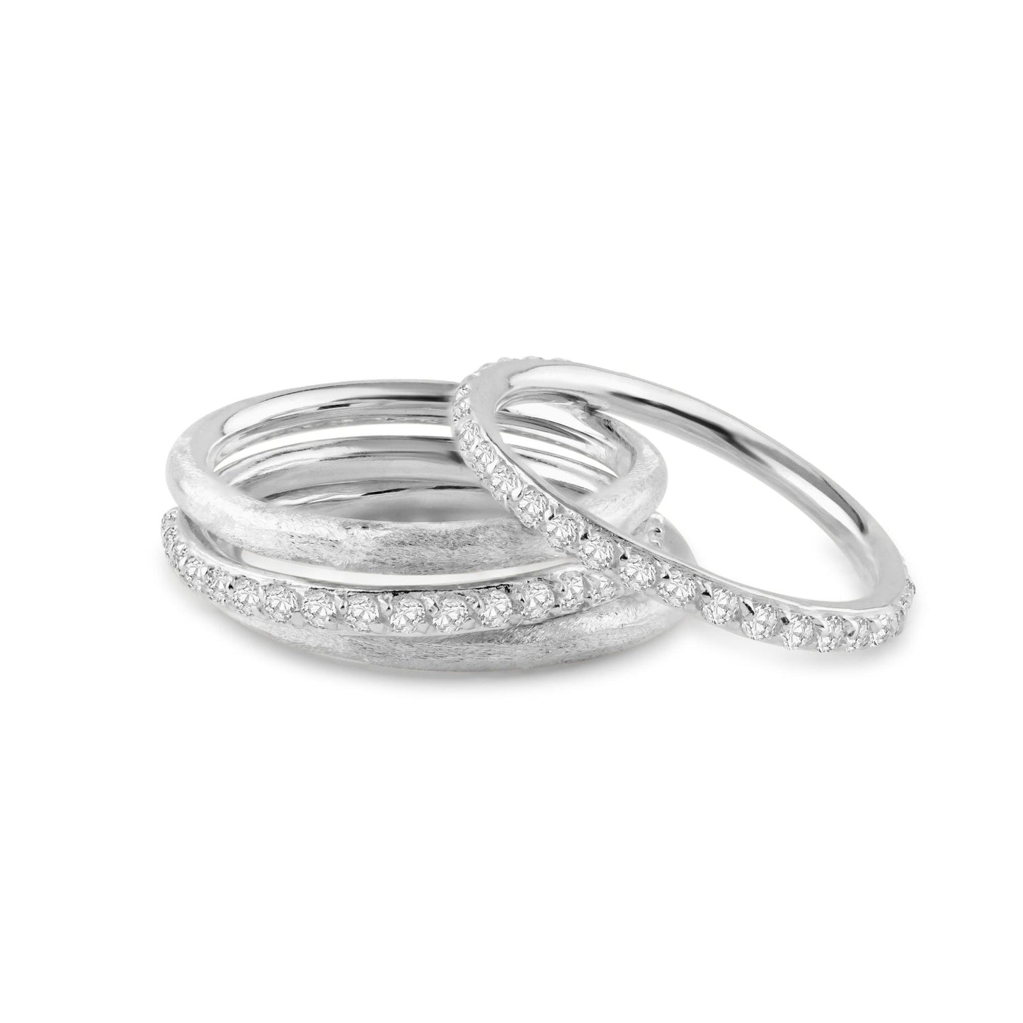 Rhodium Plated 925 Sterling Silver CZ Ring Set - STR00517