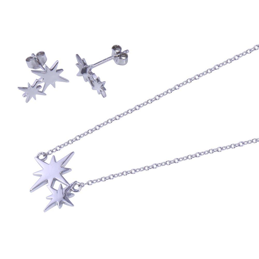 Rhodium Plated 925 Sterling Silver Northstar Charm Set - STS00548 | Silver Palace Inc.