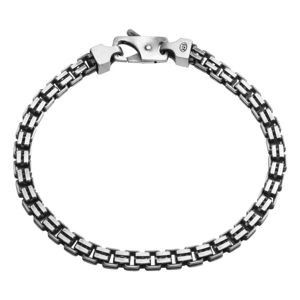 925 Sterling Silver Hand Made Gun Metal Finish Double Box Chain Bracelet 4.7mm - VGB6 | Silver Palace Inc.