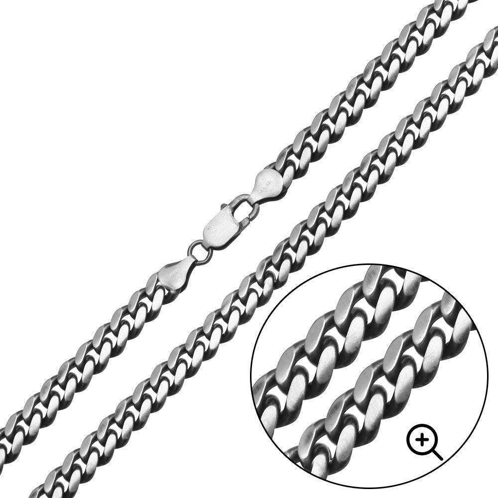 925 Sterling Silver Hand Made Gun Metal Finish Miami Cuban Chain 7.3mm - VGC15 | Silver Palace Inc.