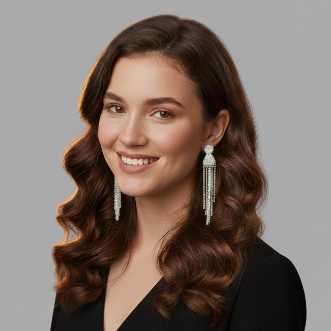 Rhodium Plated 925 Sterling Silver CZ Teardrop Chain Dangling Earrings - BGE00598