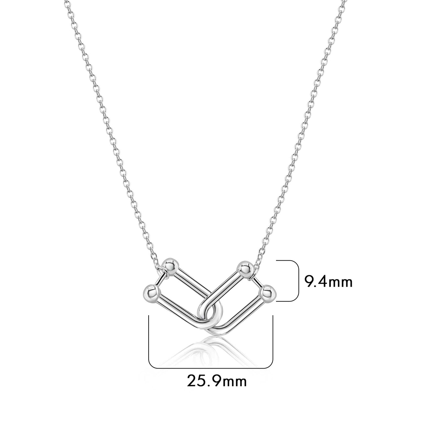Rhodium Plated 925 Sterling Silver Locking Design Necklace - BGP01485