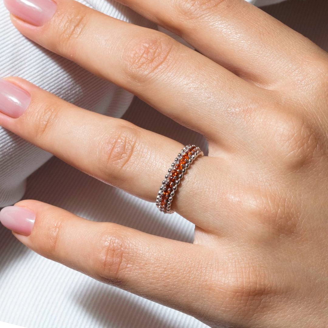 Rhodium Plated 925 Sterling Silver Red CZ Ring - BGR01318RED