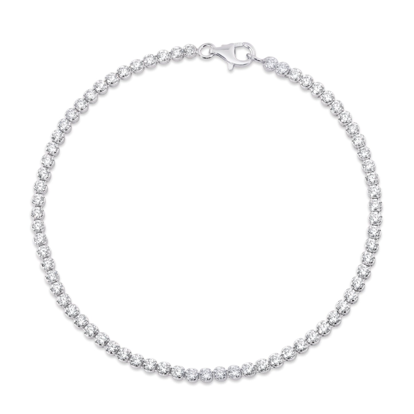 925 Sterling Rhodium Plated 2.4mm Tennis Clear CZ Bracelet - BSB0014
