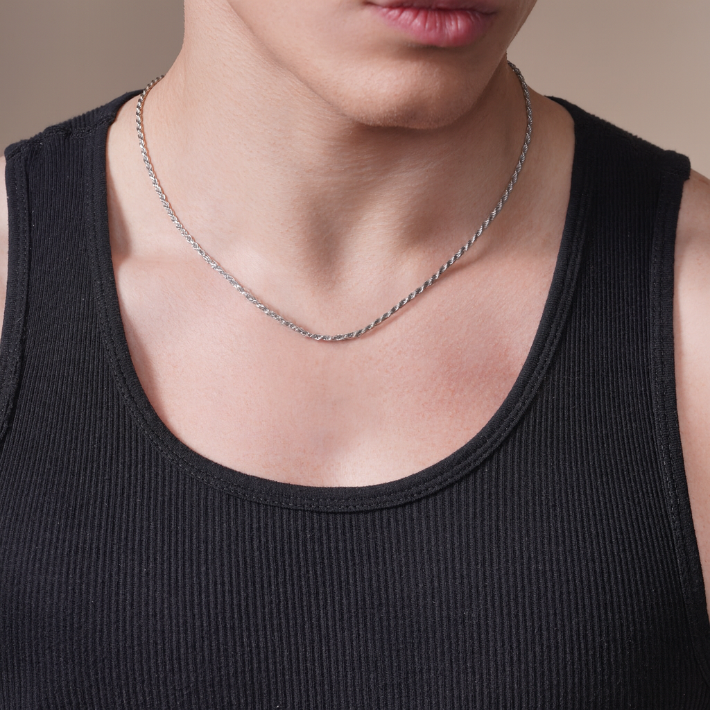 Rhodium Plated 925 Sterling Silver Rope 050 Chain or Bracelet 2.5mm - CH188 RH