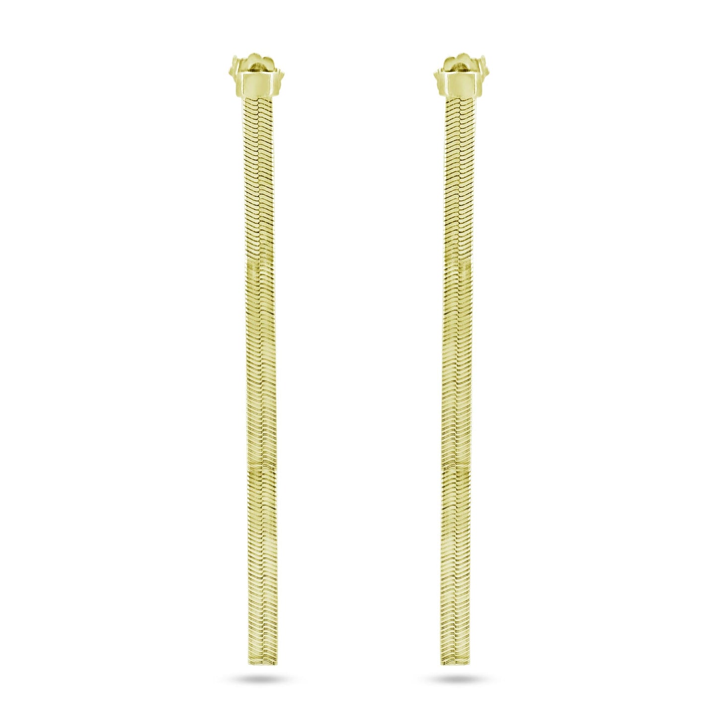 Gold Plated 925 Sterling Silver Herringbone Dangling Stud Earrings - ECE00065GP