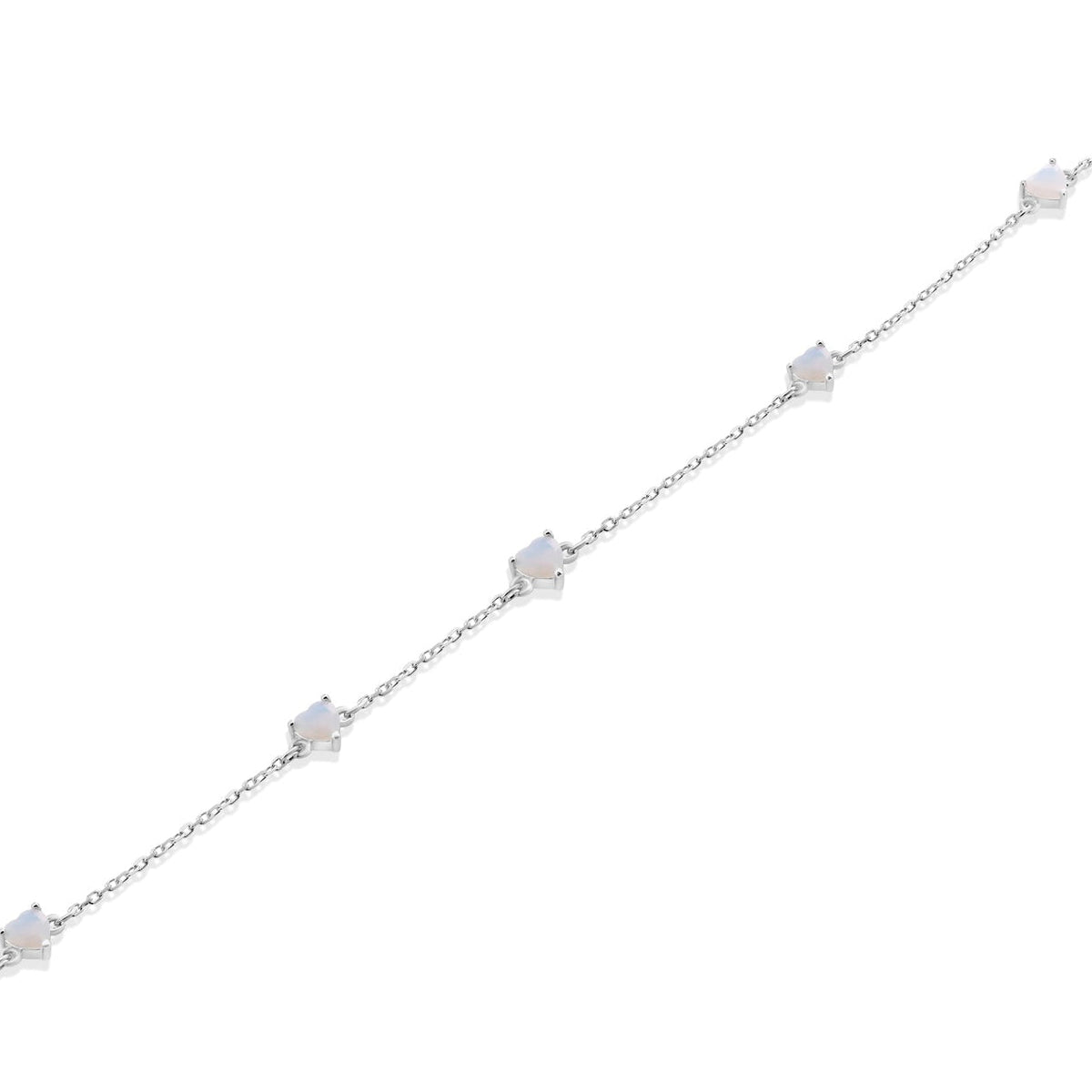 Rhodium Plated 925 Sterling Silver Multi Heart Opal Adjustable Bracelet - GMB00202