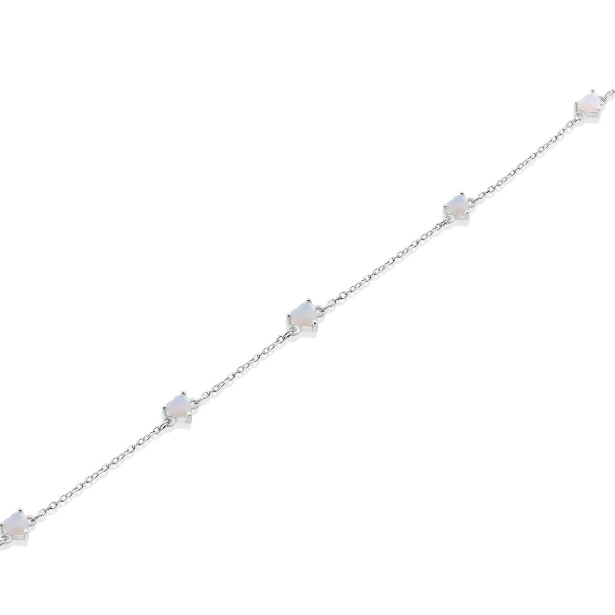 Rhodium Plated 925 Sterling Silver Multi Heart Opal Adjustable Bracelet - GMB00202