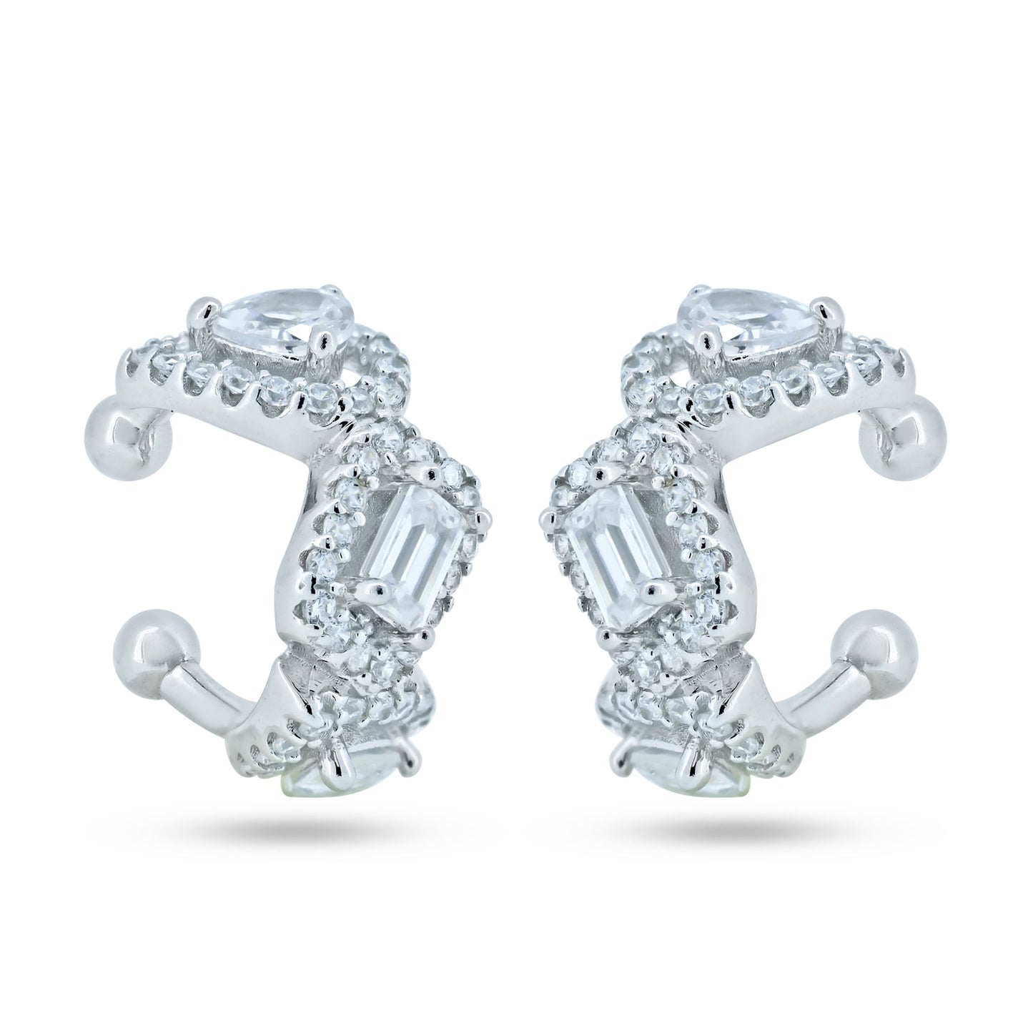 Sterling Silver Rhodium Plated CZ Ear Cuff - GME00151