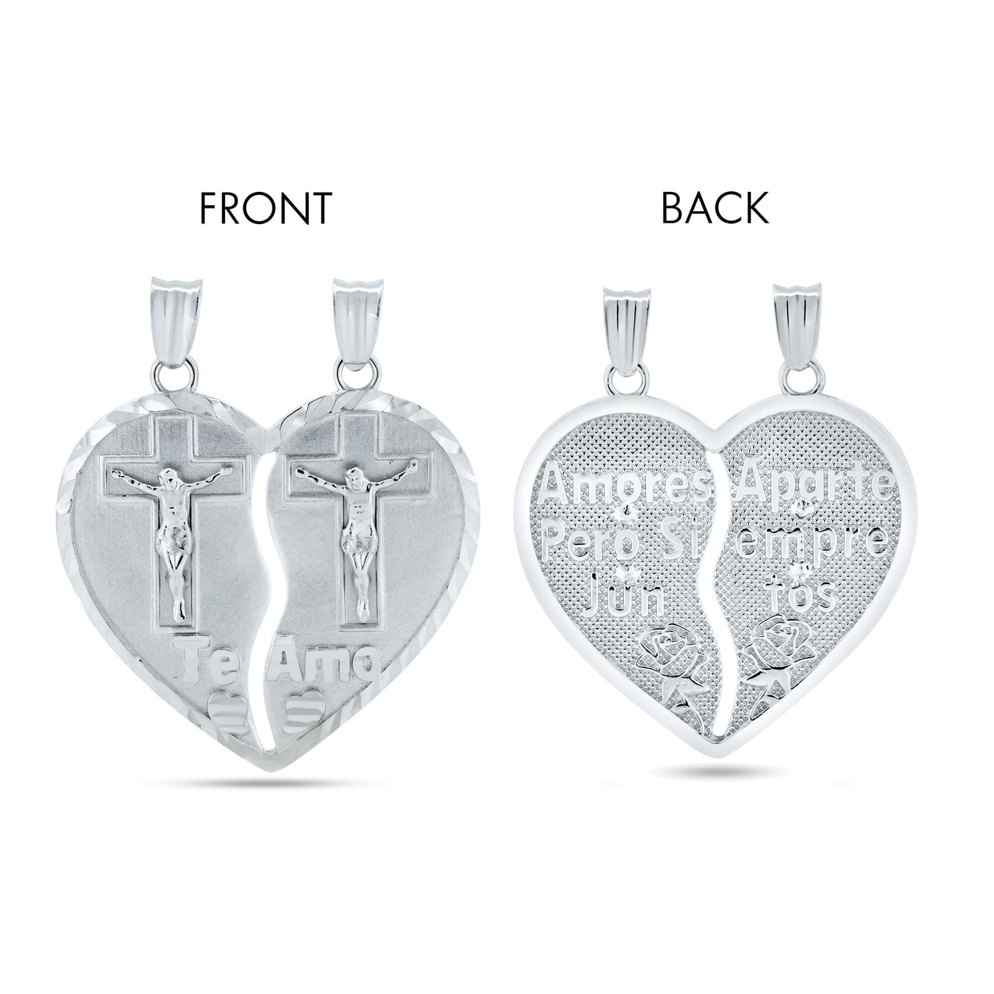 Rhodium Plated 925 Sterling Silver DC Broken Heart Cross Design with Latin Words - GMP00119