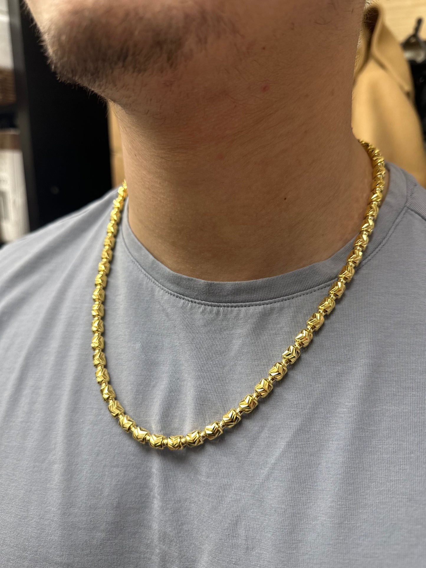 Silver 925 Gold Plated Barrel Arrow Chain 6mm - CH540 GP