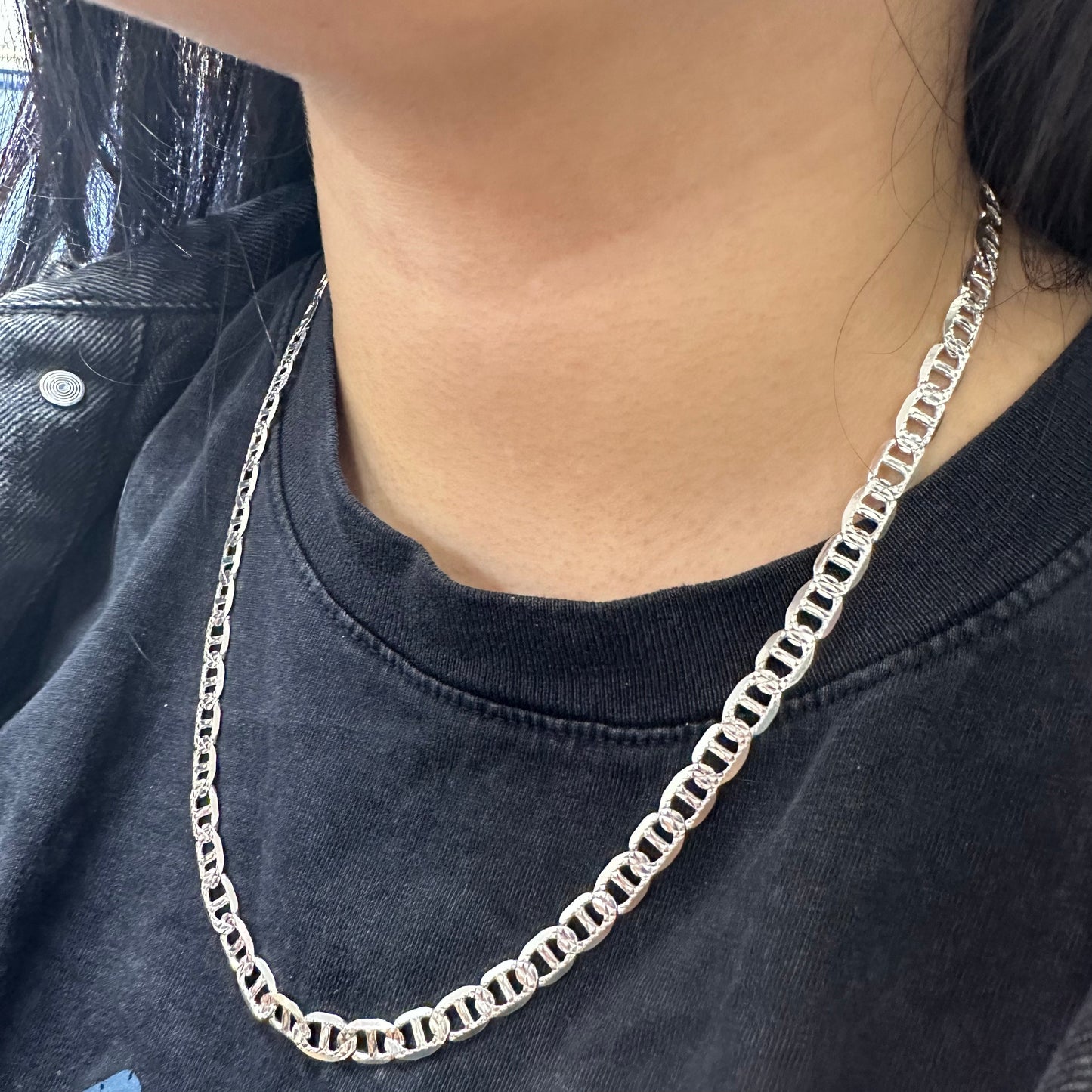 925 Sterling Silver Flat Marina 1 Sided 120 DC 5.2mm Chain or Bracelet - CH671