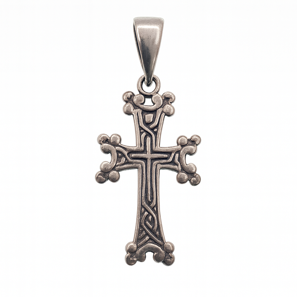 Oxidized 925 Sterling Silver Ornate Cross with Intricate Detailing 16.7mm x 31.8mm Pendant - OXP00055