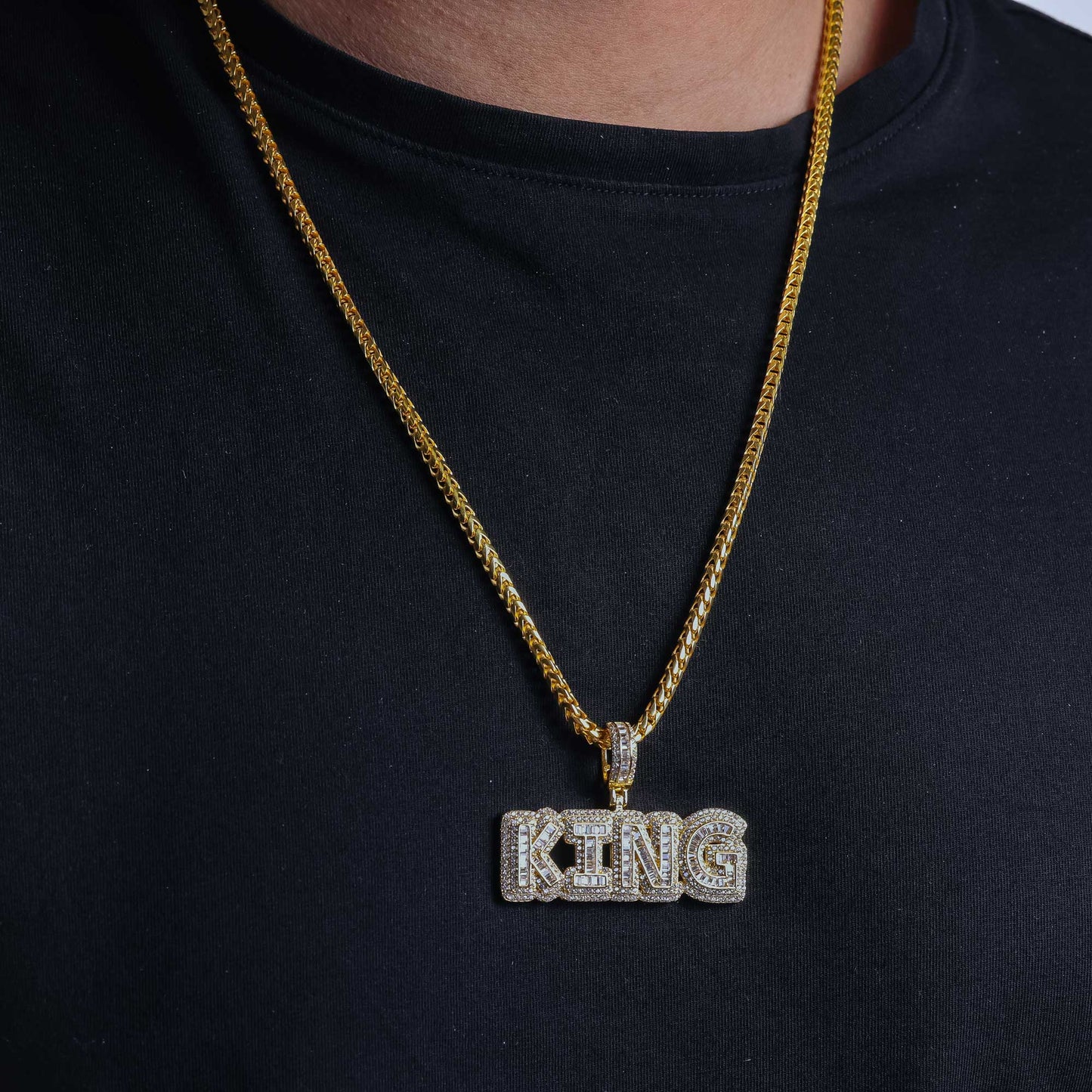 Gold Plated 925 Sterling Silver CZ KING Hip Hop Pendant - SLP00244GP