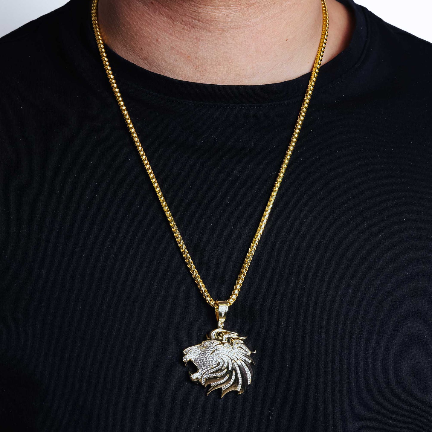 Gold Plated 925 Sterling Silver CZ Lion Hip Hop Pendant - SLP00275GP
