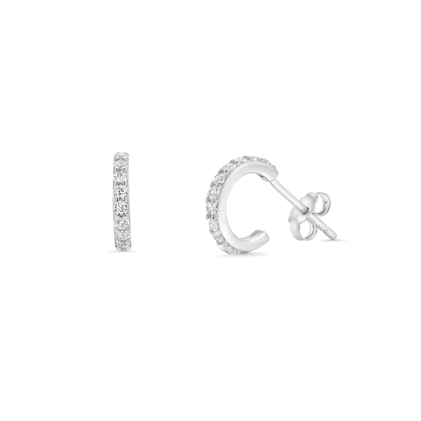 Rhodium Plated 925 Sterling Silver Semi Hoop, Marquise and Round CZ Earring Set - STES00012