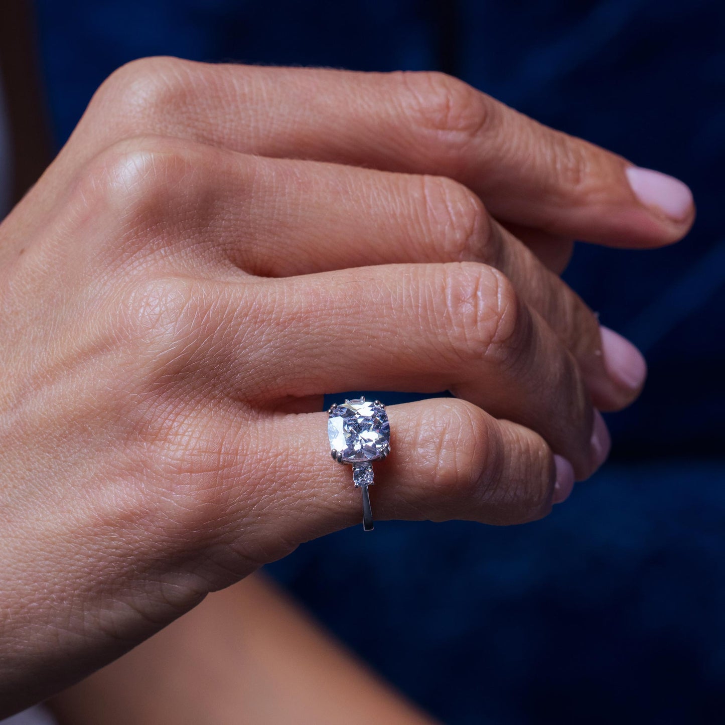 Rhodium Plated 925 Sterling Silver Engagement CZ Ring - STR01169