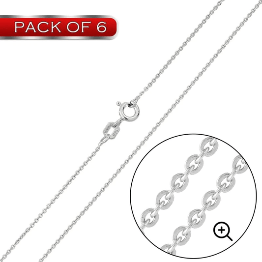 Silver 925 Rhodium Plated Small Oval DC Link 020 Chain 1mm - CH229 RH | Silver Palace Inc.