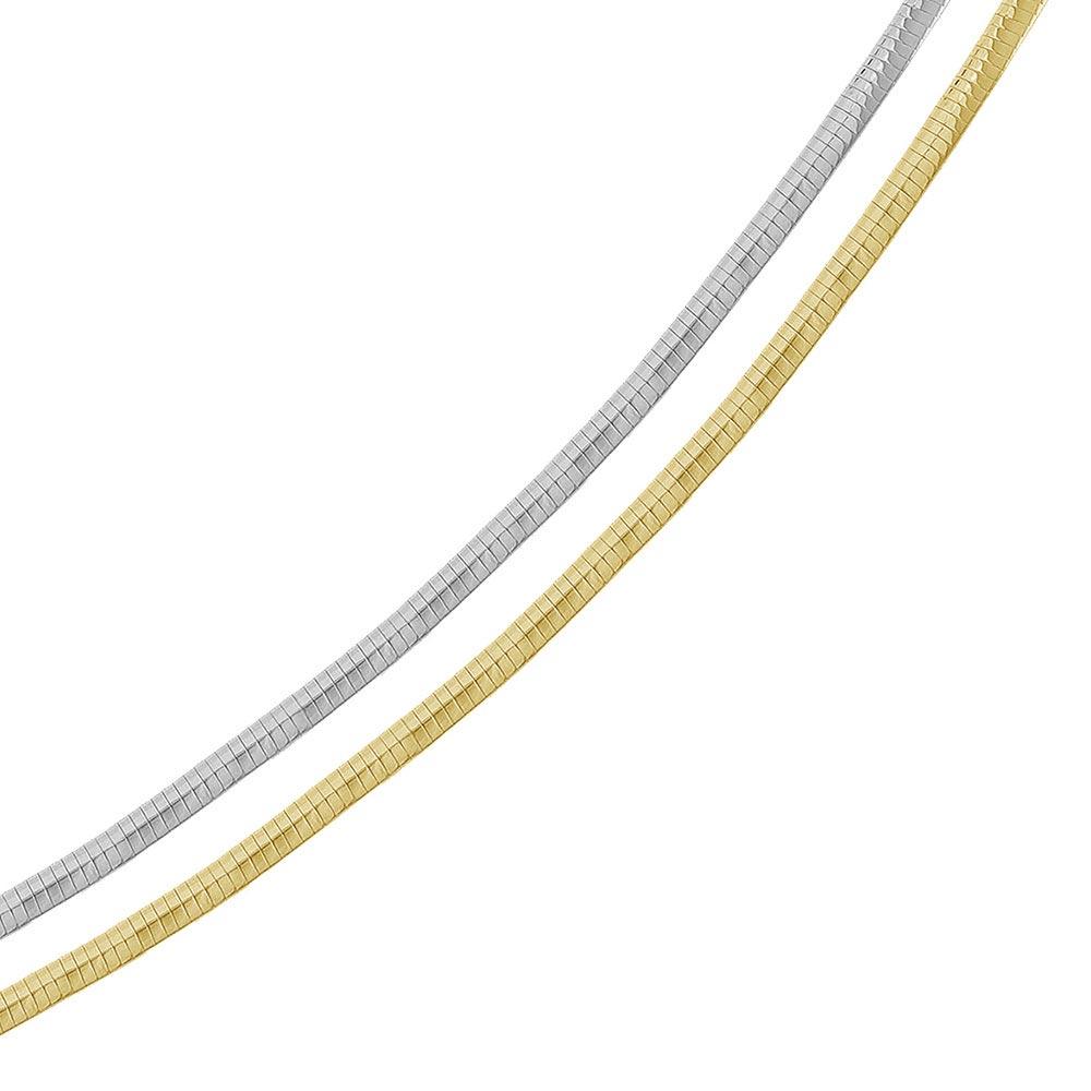 Silver 925 Multi Plated Reversible Flat Omega Chain 3mm - CH907 2T | Silver Palace Inc.