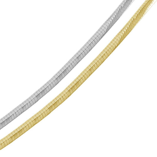 Silver 925 Multi Plated Reversible Flat Omega Chain 6mm - CH910 2T | Silver Palace Inc.