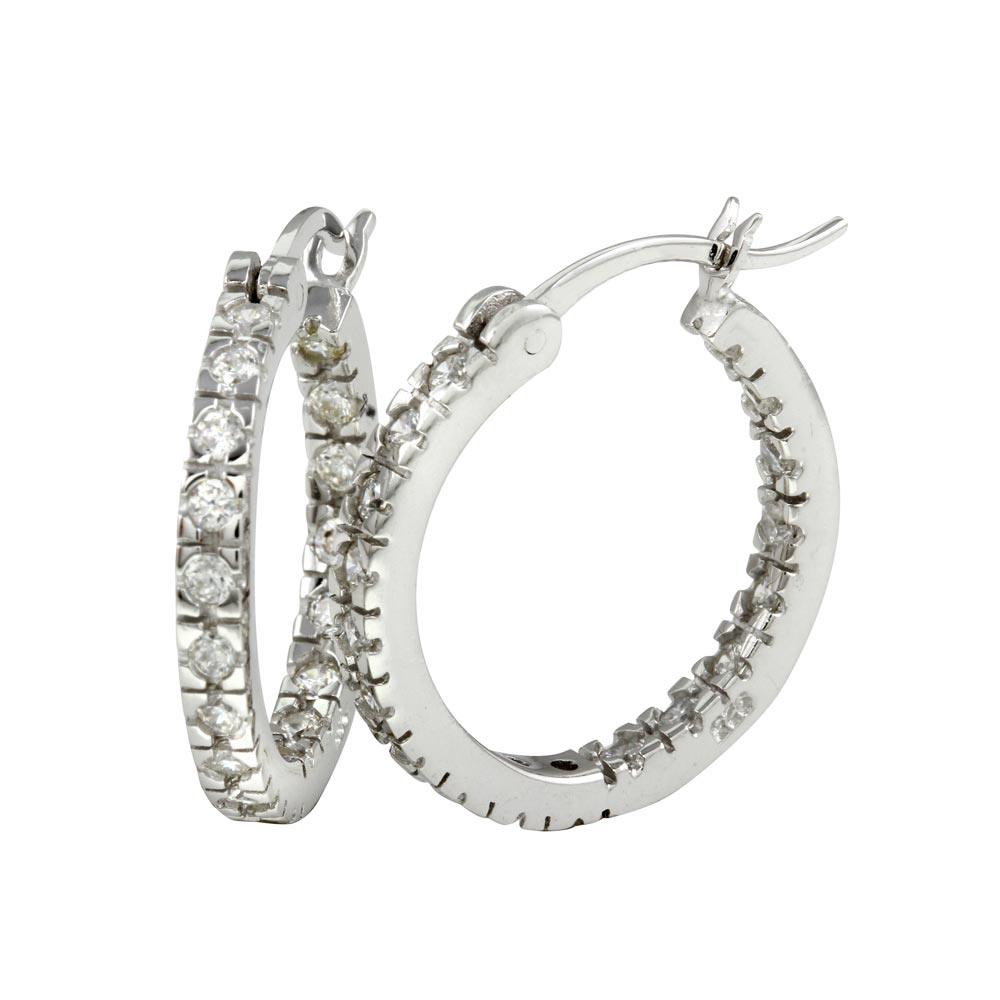 Silver 925 Rhodium Plated 20mm Hoop Earrings - AAE00001-20MM | Silver Palace Inc.