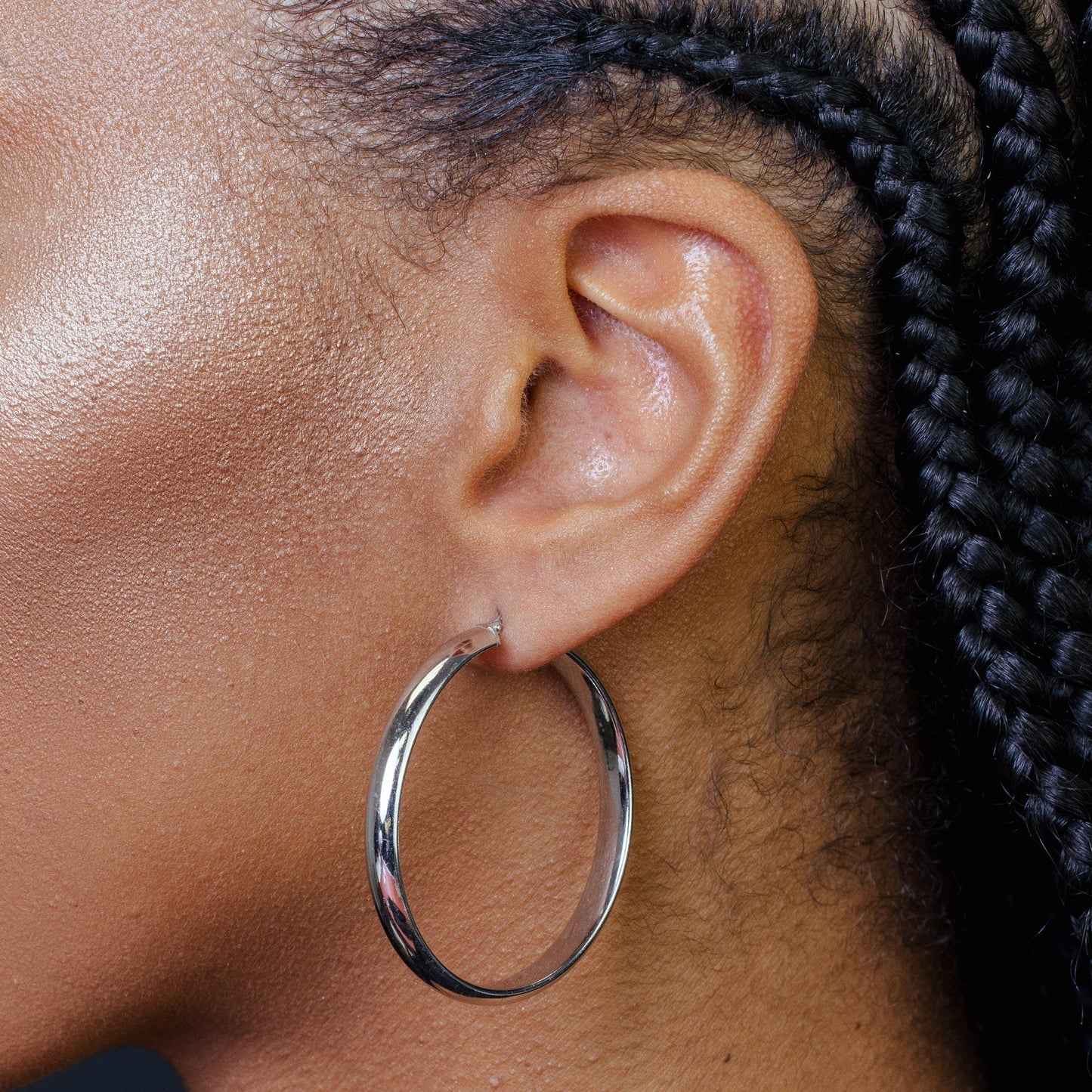 Silver 925 Rhodium Plated Electroforming Rounded 5mm Hoop Earrings - ARE00023RH