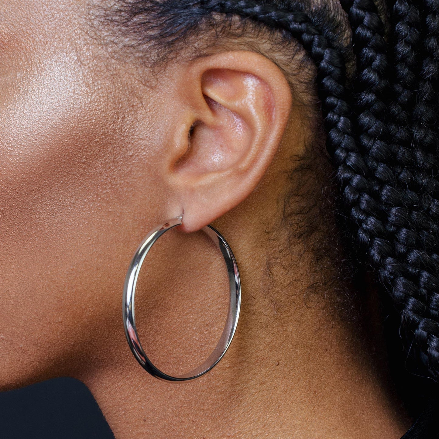 Silver 925 Rhodium Plated Electroforming Rounded 5mm Hoop Earrings - ARE00023RH