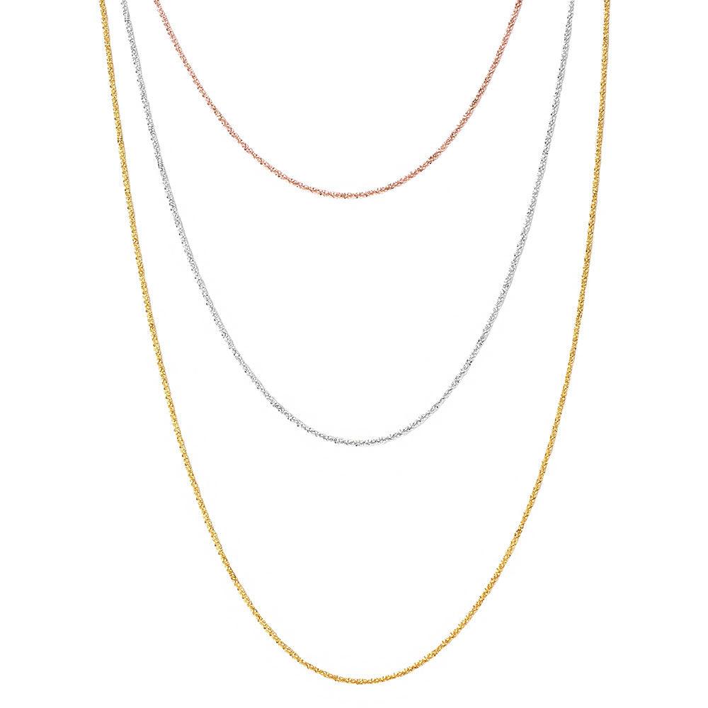 Silver 925 3 Toned 3 Strands Roc Chain Necklace - ARN00018TRI | Silver Palace Inc.