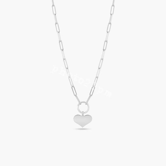 925 Sterling Silver Basic Link Chain Heart Necklace - ARN00062 | Silver Palace Inc.