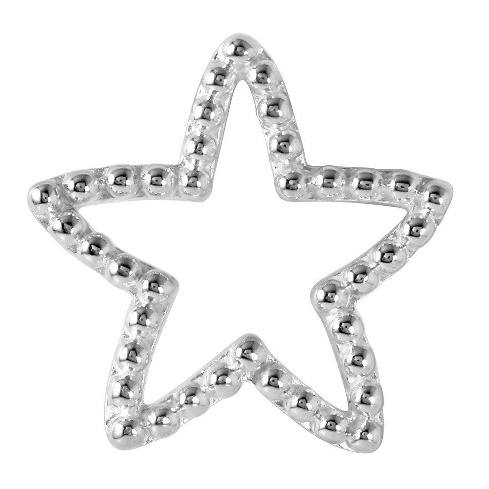 Silver 925 Star Shaped Pendant with Beaded Texture - STP01123 | Silver Palace Inc.