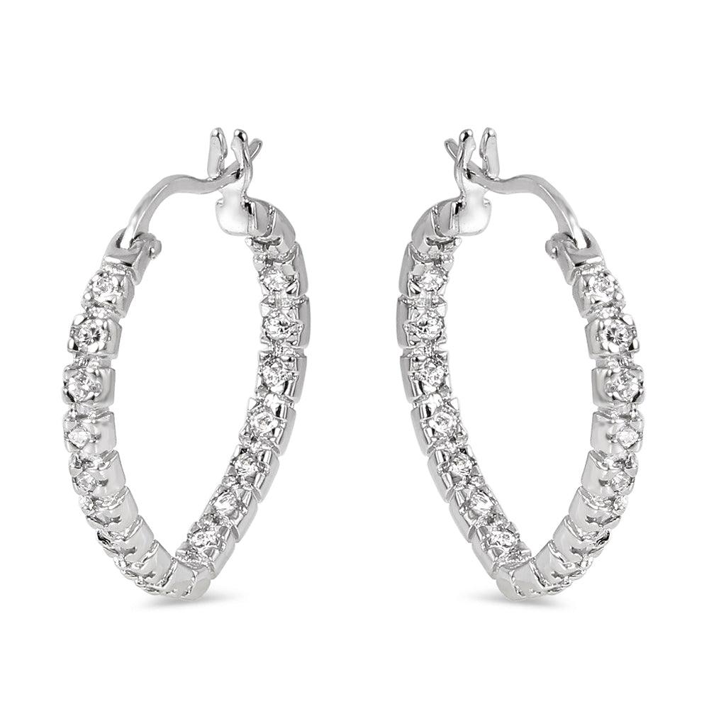 Silver 925 Rhodium Plated CZ Earrings - BGE00230 | Silver Palace Inc.