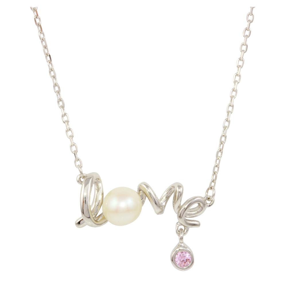 Silver 925 Rhodium Plated Love Word Necklace - BGP01226 | Silver Palace Inc.