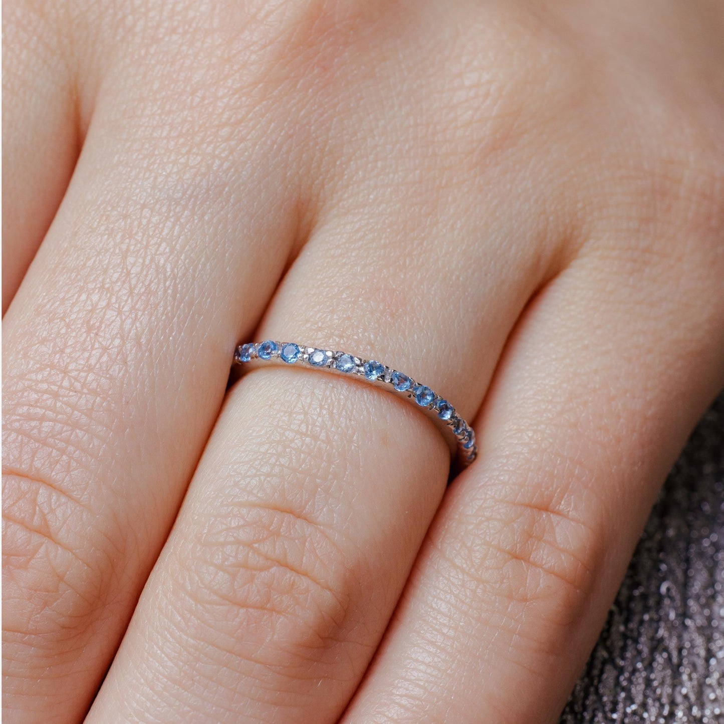 Silver 925 Rhodium Plated Plated Birthstone Inlay Eternity Ring December - BGR00339DEC