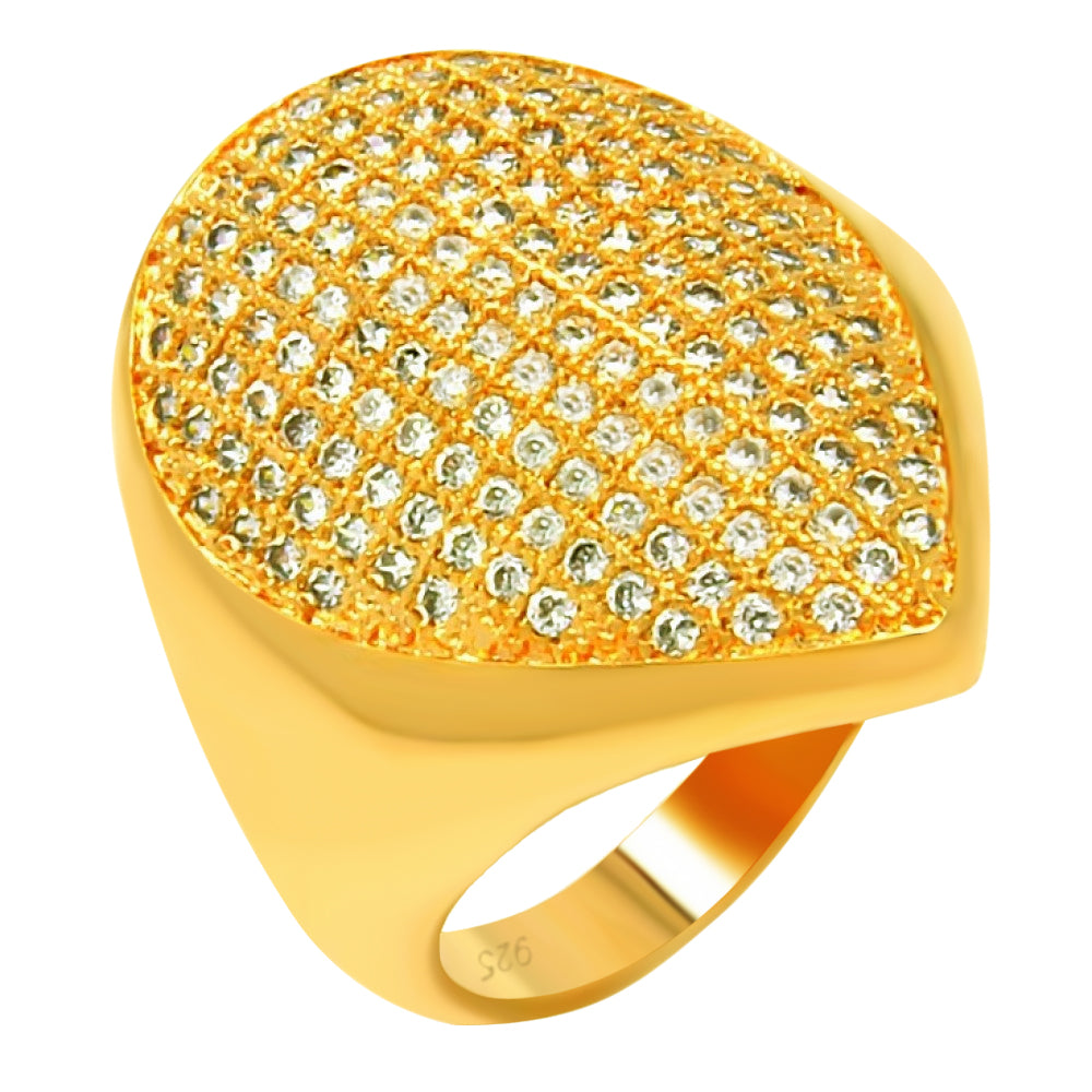 Closeout-Silver 925 Rose Gold Plated Clear Micro Pave CZ Pointed Ring - BGR00612