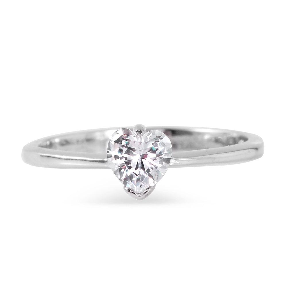 Silver 925 Rhodium Plated Plain CZ Ring - BGR00959