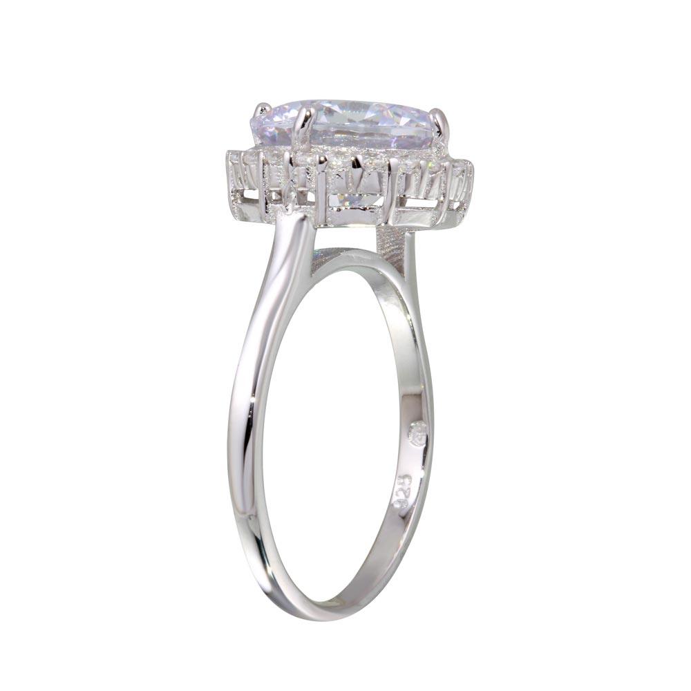 Silver 925 Rhodium Plated Round Center CZ Ring - BGR01128