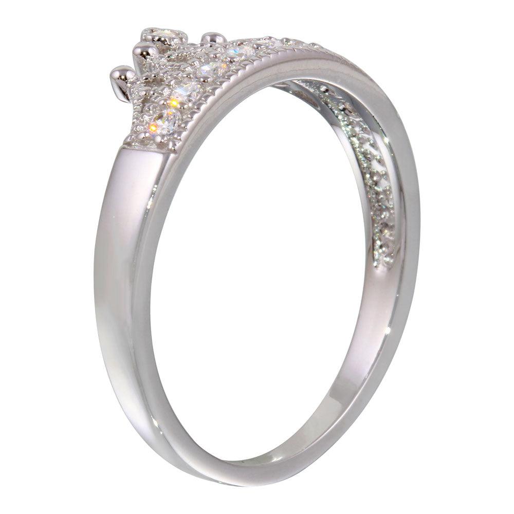 Silver 925 Rhodium Plated Tiara Ring with CZ - BGR01144