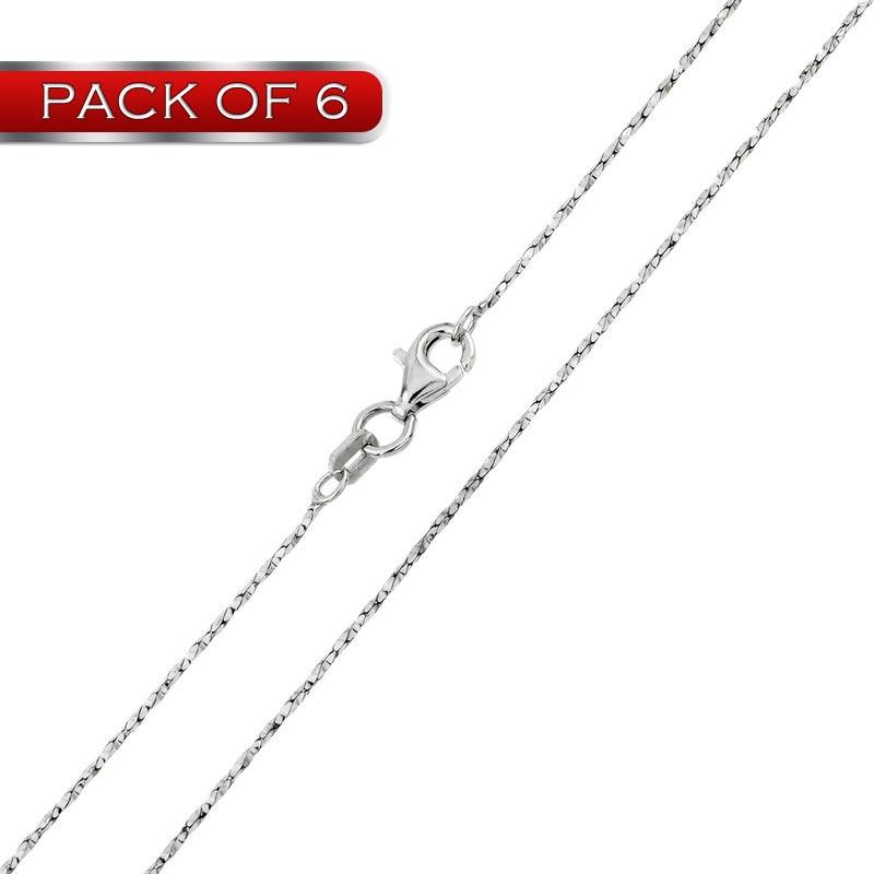 Rhodium Plated Twisted DC Cardono 015 Chains 0.9mm (Pk of 6) - CH137 RH | Silver Palace Inc.