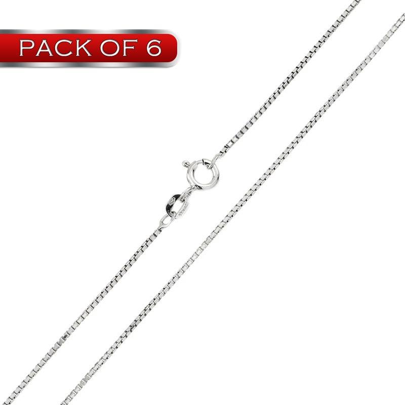 Silver Rhodium Shiny Greek Link Box 022 Chains 1mm (Pk of 6) - CH207 RH | Silver Palace Inc.