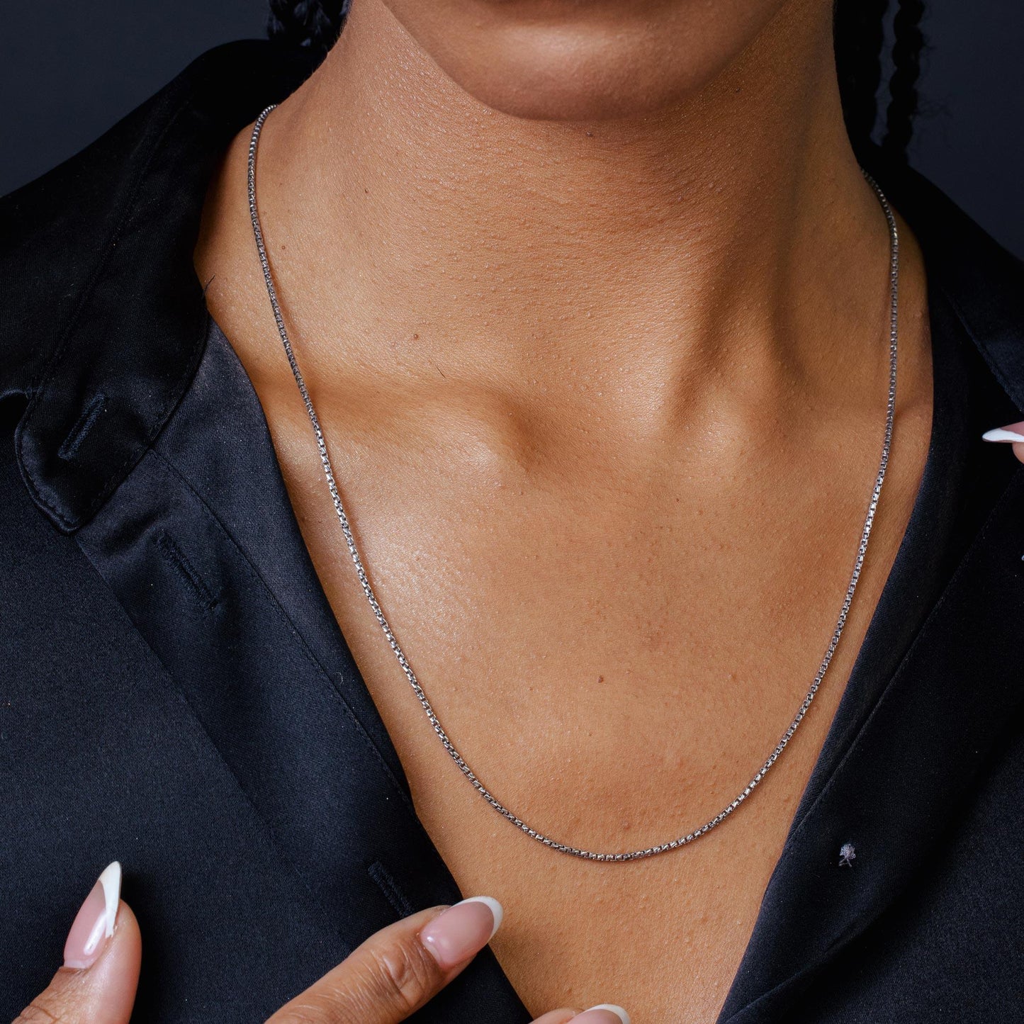 Silver 925 Rhodium Plated Box Round DC Slash 030 Chains 1.4mm - CH212 RH