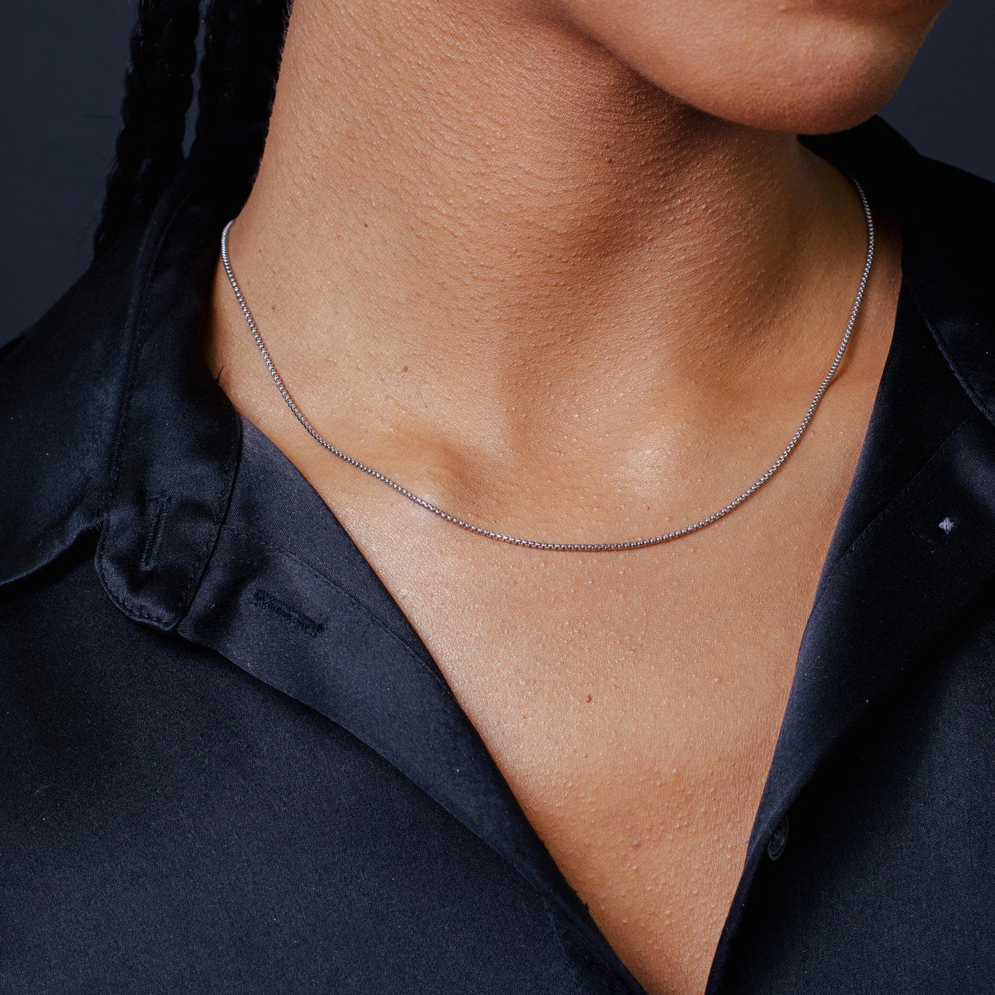 Silver 925 Rhodium Plated Round Box 024 Chain 1.25mm - CH214 RH