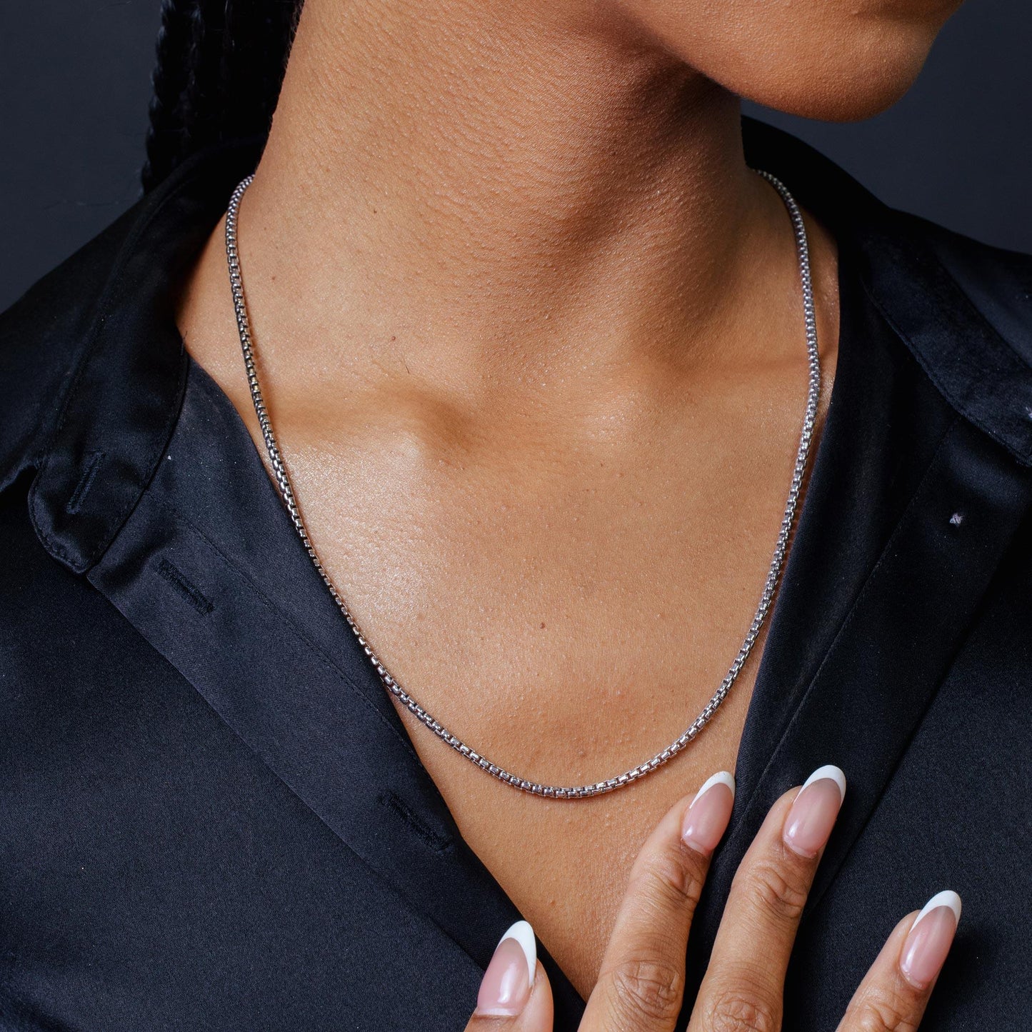 Silver 925 Rhodium Plated Round Box 050 Chain or Bracelet 2.6mm - CH218 RH