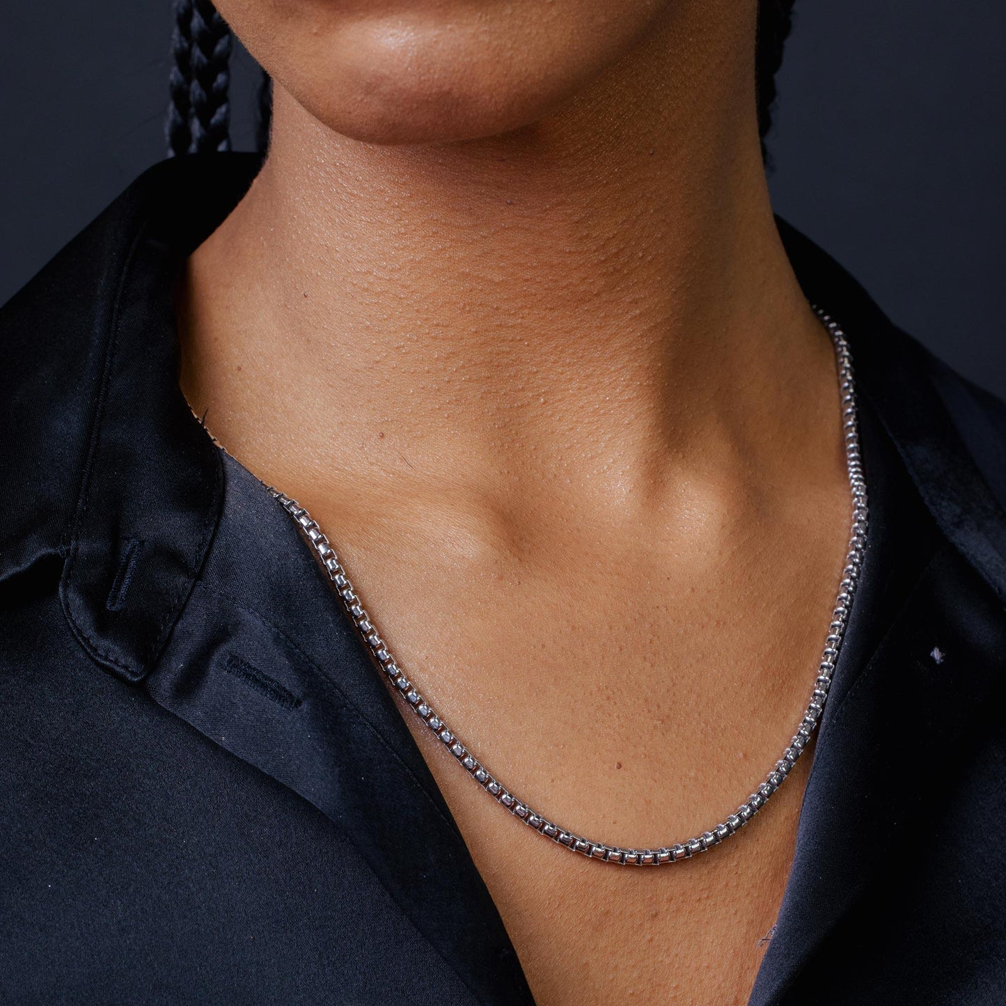 Silver 925 Rhodium Plated Round Box 057 Chain 3.3mm - CH219 RH