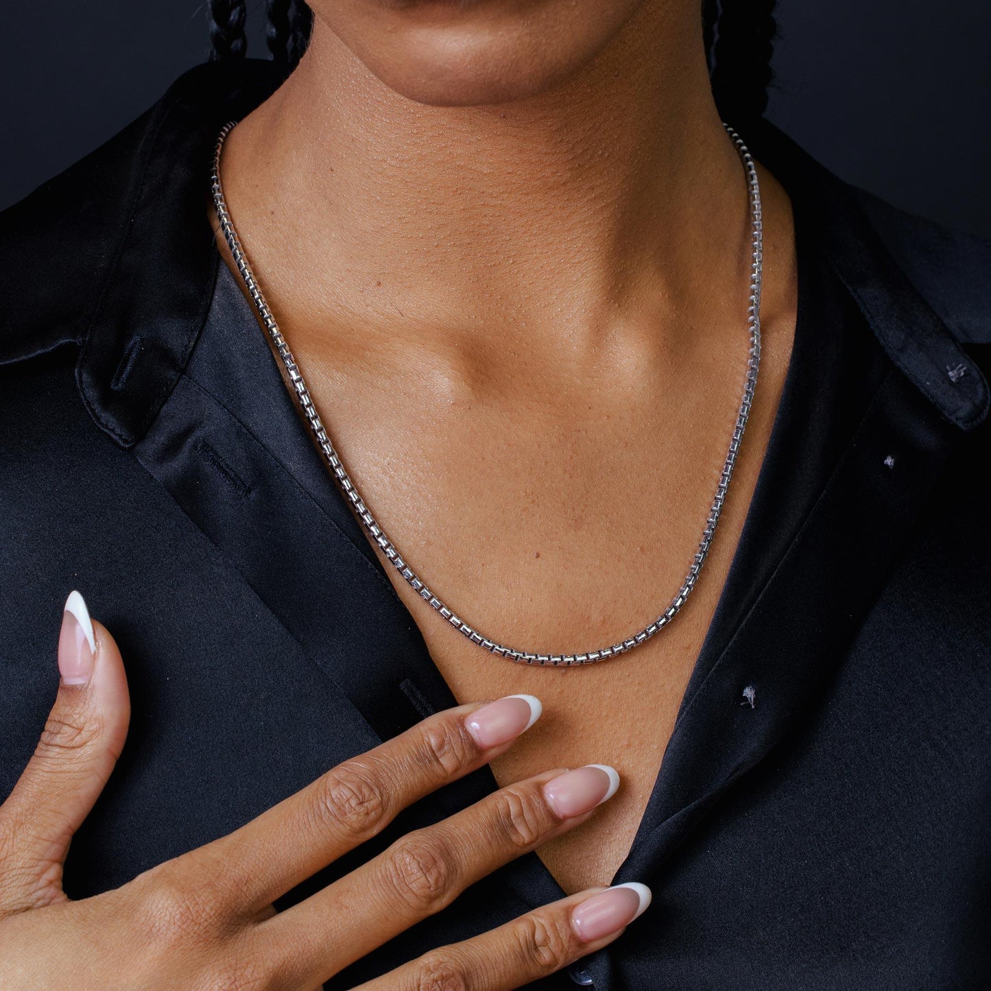 Silver 925 Rhodium Plated Round Box Lux Cut 050 Chain 2.9mm - CH219B RH